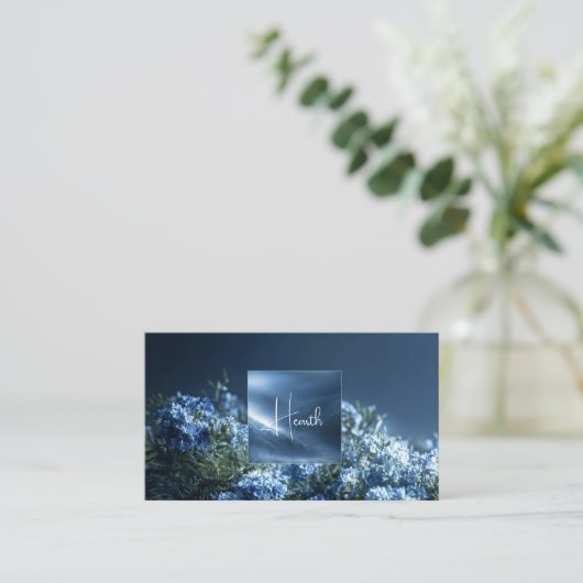 Dark Blue Floral Misty Mountain Luminous Frame 名刺 (スタンド正面)