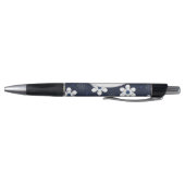 Dark Blue Flowers and Dots Pattern Personalised ボールペン (底)