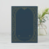 Dark Blue &Gold Art Deco Style Wedding Invitation 招待状 (スタンド正面)