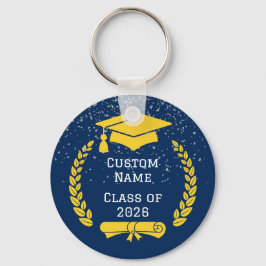 Dark Blue & Gold Class of 2026 Graduation Keychain キーホルダー