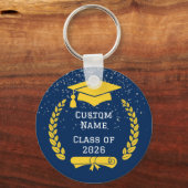Dark Blue & Gold Class of 2026 Graduation Keychain キーホルダー (正面)