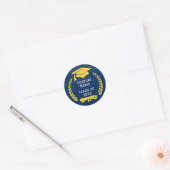 Dark Blue & Gold Class of 2026 Graduation Sticker ラウンドシール (封筒)
