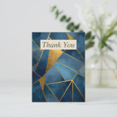 Dark Blue & Gold Geometric Thank You Card ポストカード (スタンド正面)