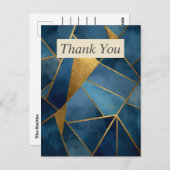 Dark Blue & Gold Geometric Thank You Card ポストカード (正面/裏面)