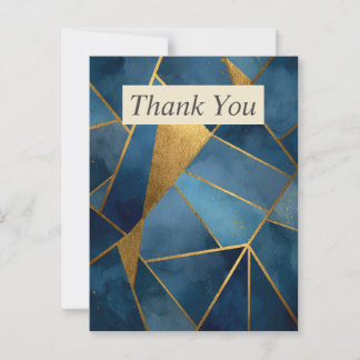 Dark Blue & Gold Geometric Thank You Card ポストカード
