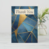 Dark Blue & Gold Geometric Thank You Card 招待状 (スタンド正面)
