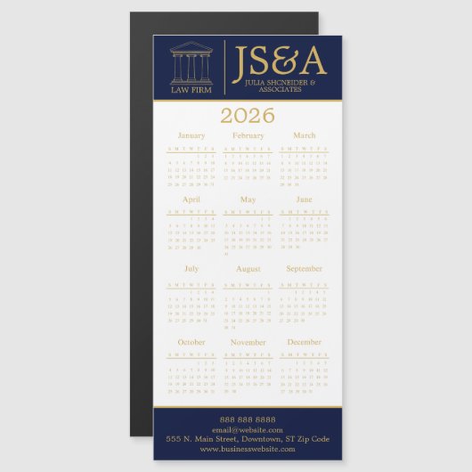 Dark Blue Gold Justice Columns Law Firm Logo 2026 (正面/裏面)