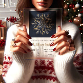 Dark Blue & Gold Midnight Sparkle Stars New Year  アクリル招待状