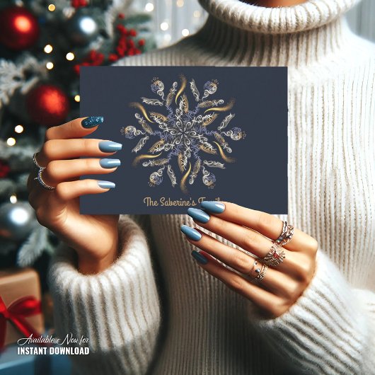 Dark Blue & Gold Midnight Sparkle Stars New Year  カード