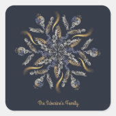 Dark Blue & Gold Midnight Sparkle Stars New Year  スクエアシール (正面)