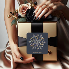 Dark Blue & Gold Midnight Sparkle Stars New Year  スクエアシール