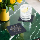 Dark Blue & Gold Midnight Sparkle Stars New Year  スクエアペーパーコースター