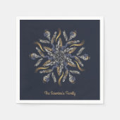 Dark Blue & Gold Midnight Sparkle Stars New Year  スタンダードカクテルナプキン (正面)