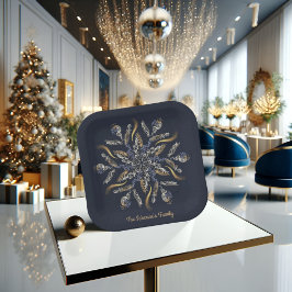 Dark Blue & Gold Midnight Sparkle Stars New Year  ペーパープレート