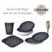 Dark Blue & Gold Midnight Sparkle Stars New Year  ペーパーボウル