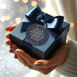 Dark Blue & Gold Midnight Sparkle Stars New Year  ラウンドシール