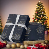 Dark Blue & Gold Midnight Sparkle Stars New Year  ラッピングペーパー