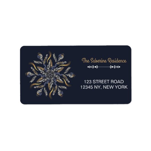 Dark Blue & Gold Midnight Sparkle Stars New Year  ラベル (正面)