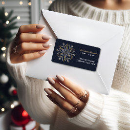 Dark Blue & Gold Midnight Sparkle Stars New Year  ラベル