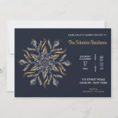 Dark Blue & Gold Midnight Sparkle Stars New Year  招待状 (正面)