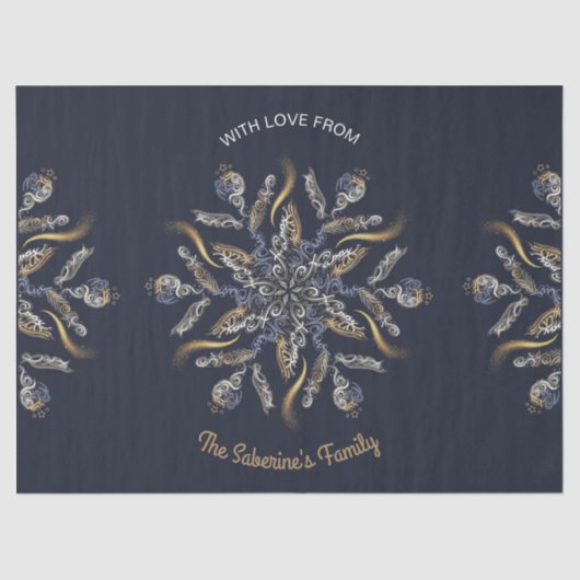 Dark Blue & Gold Midnight Sparkle Stars New Year  薄葉紙 (正面)