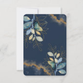 Dark Blue Gold Watercolor Wash Modern Wedding  招待状 (裏面)