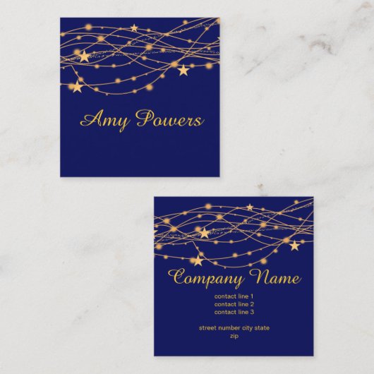 dark blue golden tones pattern with stars custom  スクエア名刺 (正面/裏面)