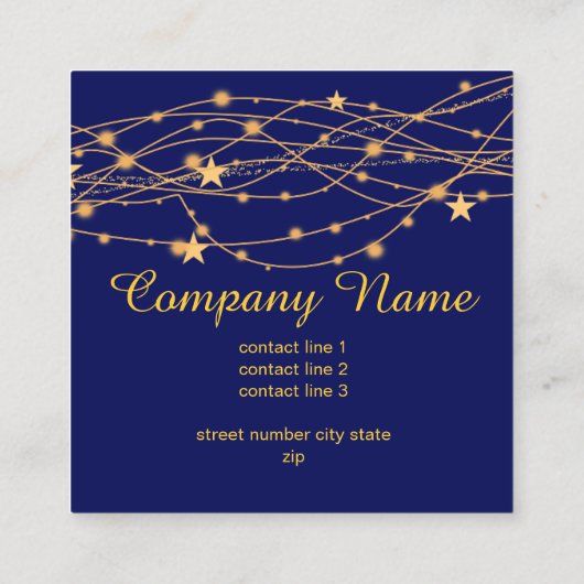 dark blue golden tones pattern with stars custom  スクエア名刺 (裏面)