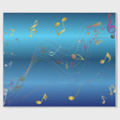 Dark Blue Gradient Elegant Music Notes ラッピングペーパー (フラット)