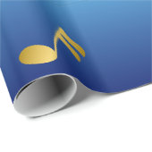 Dark Blue Gradient Elegant Music Notes ラッピングペーパー (ロールコーナー)