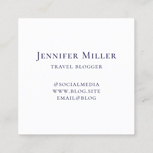 Dark Blue Greek Key Calligraphy Monogram スクエア名刺 (裏面)