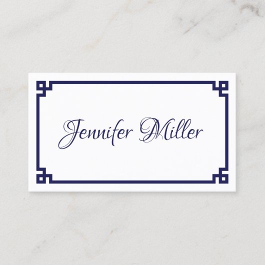 Dark Blue Greek Key Minimalist 名刺 (正面)