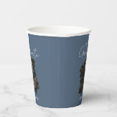Dark Blue Grey Graduation Customizable Photo Text 紙コップ (右)