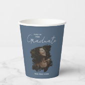 Dark Blue Grey Graduation Customizable Photo Text 紙コップ (正面)