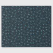 Dark Blue Hand-Drawn Winter Leafy Wrapping Paper ラッピングペーパー (フラット)