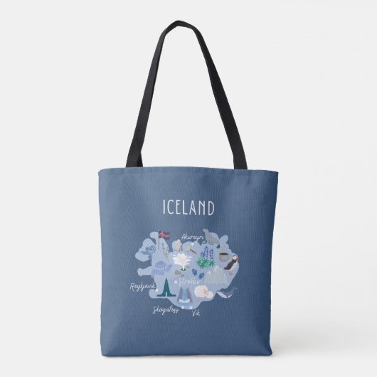 Dark blue Iceland travel map トートバッグ (裏面)