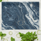 Dark Blue Marble Elegant Minimal Style キッチンタオル (折り畳み)