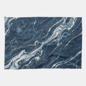 Dark Blue Marble Elegant Minimal Style キッチンタオル (横)