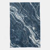 Dark Blue Marble Elegant Minimal Style キッチンタオル (縦)