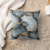 Dark Blue Marble Texture with Liquid Gold Veins クッション (ブランケット)