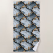 Dark Blue Marble Texture with Liquid Gold Veins ビーチタオル (正面)