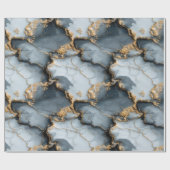 Dark Blue Marble Texture with Liquid Gold Veins ラッピングペーパー (フラット)