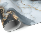 Dark Blue Marble Texture with Liquid Gold Veins ラッピングペーパー (ロールコーナー)