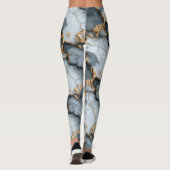 Dark Blue Marble Texture with Liquid Gold Veins レギンス (裏面)