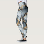 Dark Blue Marble Texture with Liquid Gold Veins レギンス (左)