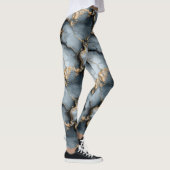 Dark Blue Marble Texture with Liquid Gold Veins レギンス (右)