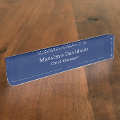 Dark Blue Modern Minimalist Simple Serif Font デスクネームプレート (側面)