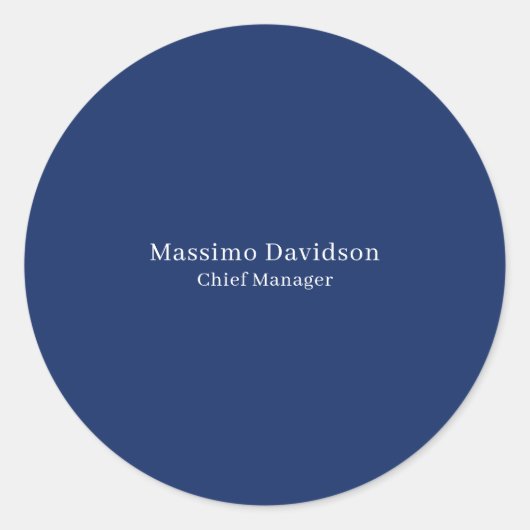 Dark Blue Modern Minimalist Simple Serif Font ラウンドシール (正面)