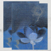 Dark blue old handwritting paper and flowers (正面/裏面)
