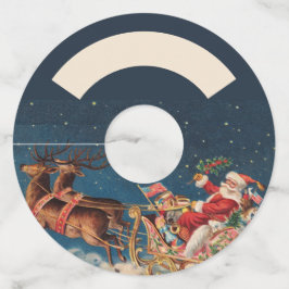 Dark Blue Patriotic American Santa ワイングラスタグ